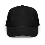 Matte Black "Old English" Foam Trucker Hat