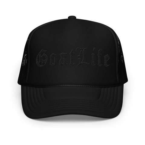 Matte Black "Old English" Foam Trucker Hat