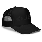 Matte Black "Old English" Foam Trucker Hat