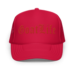 Matte Red "Old English" Foam Trucker Hat