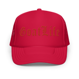 Matte Red "Old English" Foam Trucker Hat